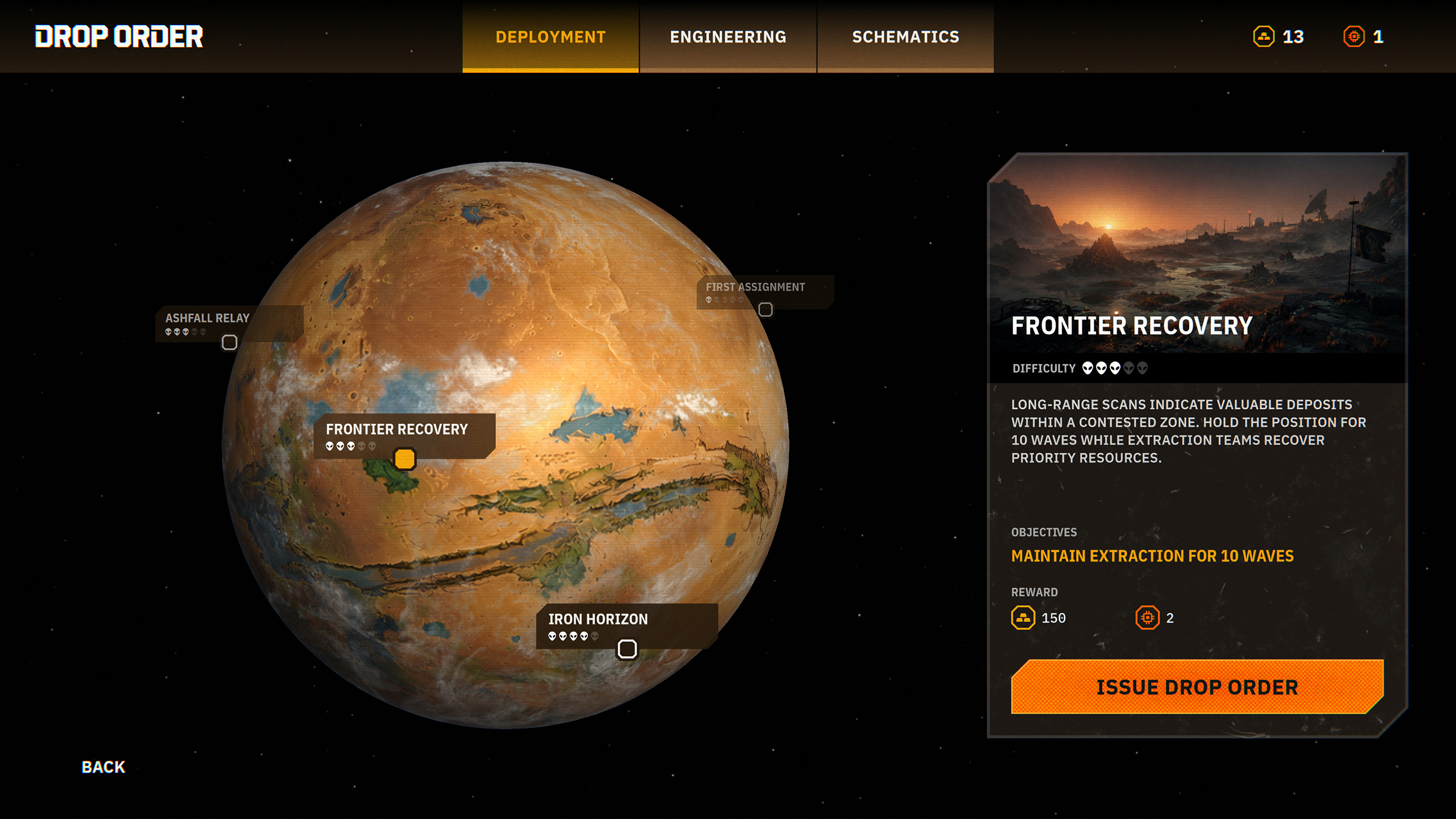 The planetary deployment interface aboard Union-9