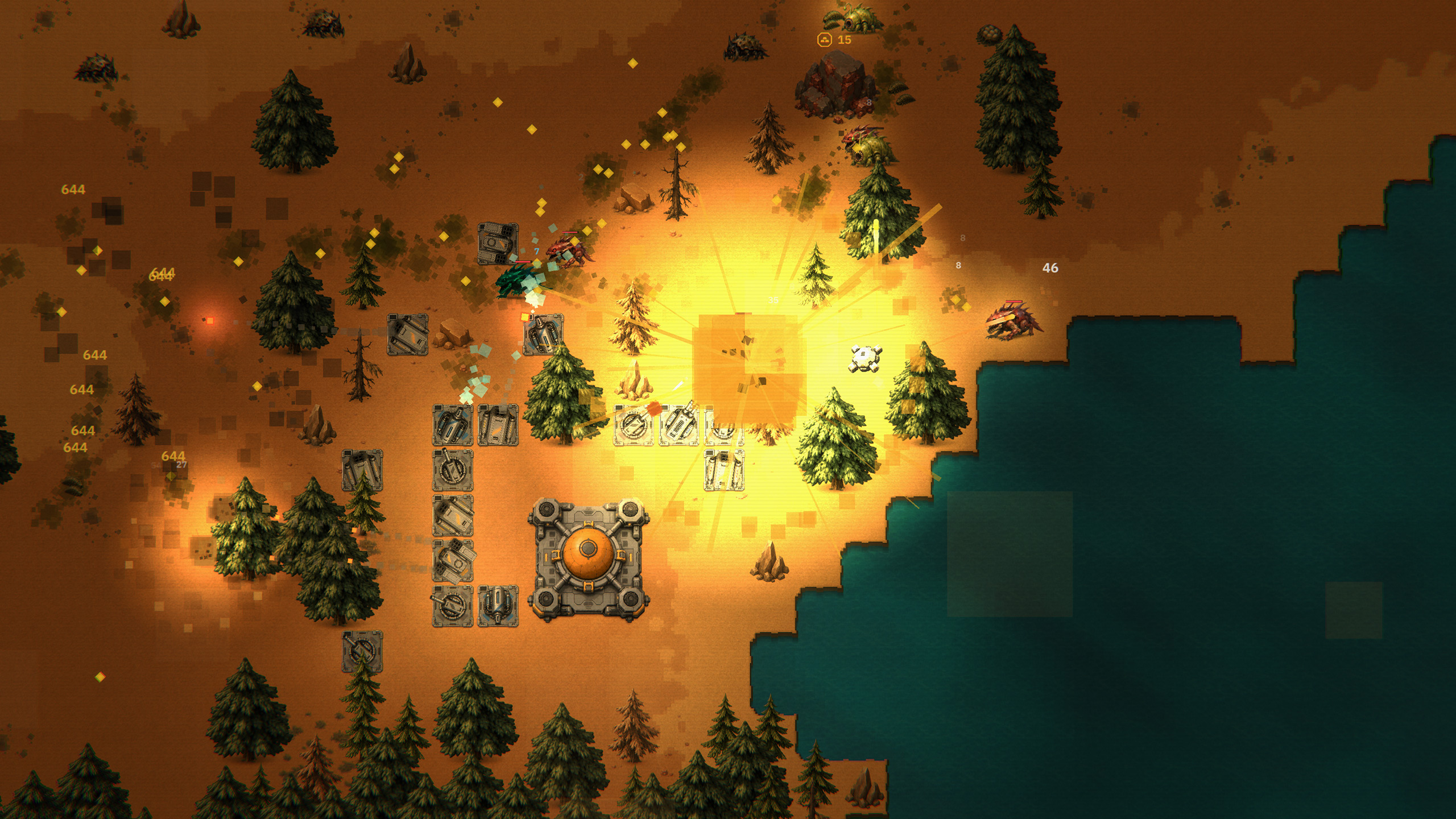 A powerful blast tears through an enemy wave